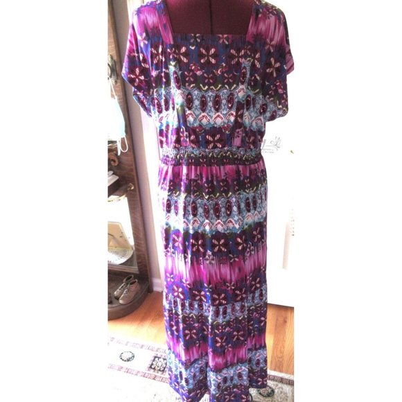 Elegant Tantrums Tie Dyed Sleeveless V-Neck Long Dress Multi-Color Size Medium - Picture 6 of 11